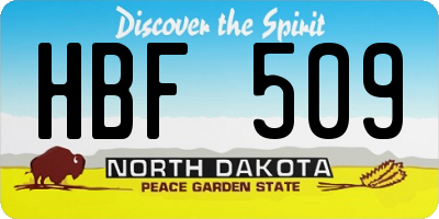 ND license plate HBF509