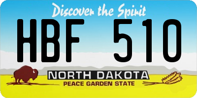 ND license plate HBF510