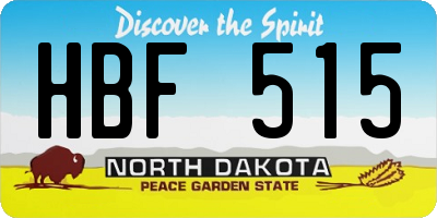 ND license plate HBF515