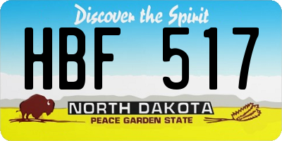 ND license plate HBF517