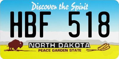 ND license plate HBF518