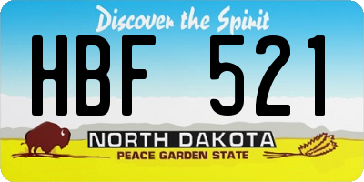 ND license plate HBF521