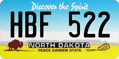 ND license plate HBF522