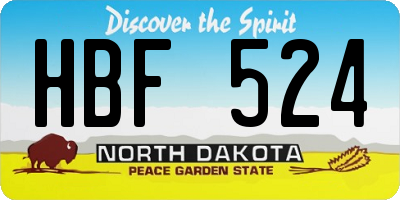 ND license plate HBF524