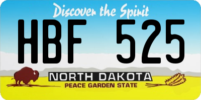 ND license plate HBF525