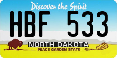 ND license plate HBF533