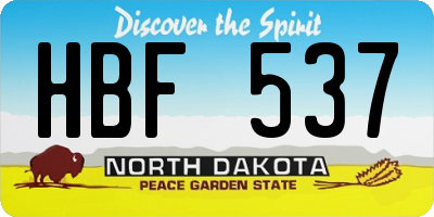 ND license plate HBF537