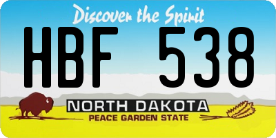 ND license plate HBF538