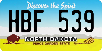 ND license plate HBF539