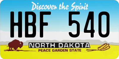 ND license plate HBF540