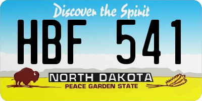 ND license plate HBF541