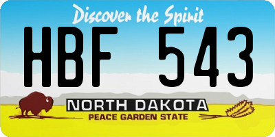 ND license plate HBF543