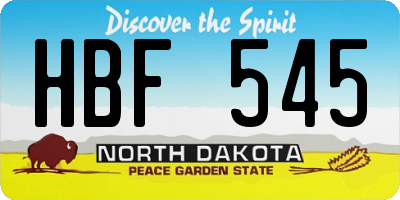 ND license plate HBF545