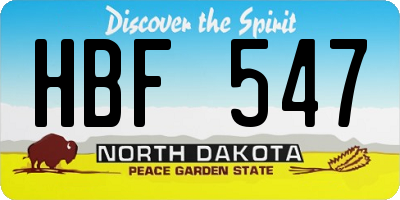 ND license plate HBF547