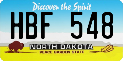ND license plate HBF548