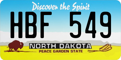 ND license plate HBF549