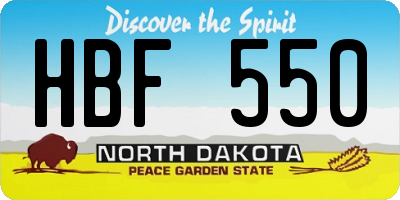 ND license plate HBF550