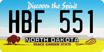 ND license plate HBF551