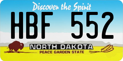 ND license plate HBF552
