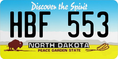 ND license plate HBF553