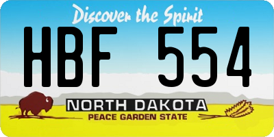 ND license plate HBF554