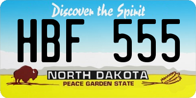 ND license plate HBF555