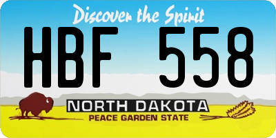 ND license plate HBF558