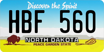 ND license plate HBF560