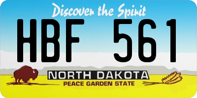 ND license plate HBF561