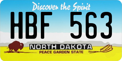 ND license plate HBF563