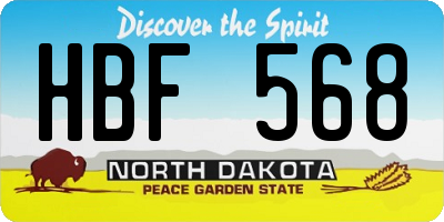 ND license plate HBF568