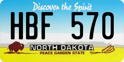 ND license plate HBF570