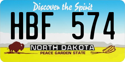 ND license plate HBF574