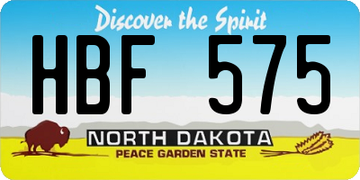 ND license plate HBF575