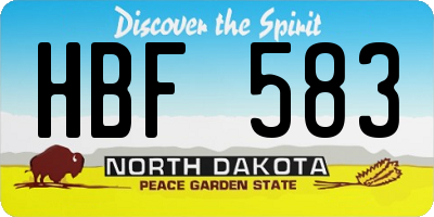 ND license plate HBF583