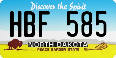 ND license plate HBF585