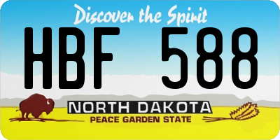 ND license plate HBF588