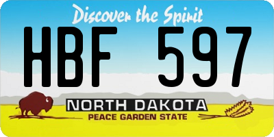 ND license plate HBF597