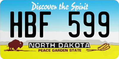 ND license plate HBF599
