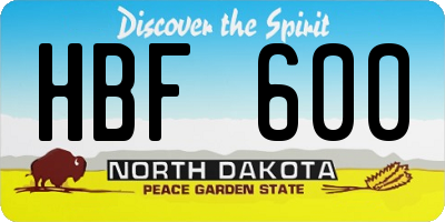 ND license plate HBF600