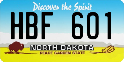 ND license plate HBF601