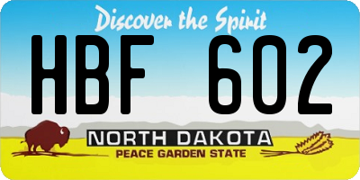 ND license plate HBF602