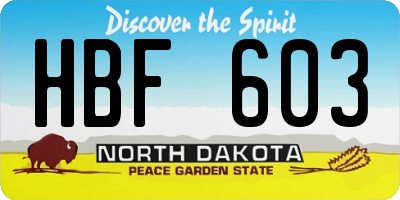 ND license plate HBF603