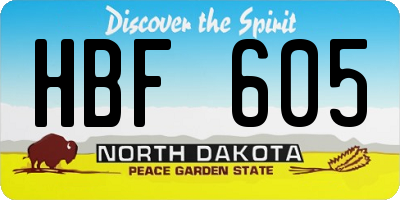 ND license plate HBF605