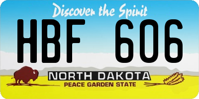 ND license plate HBF606