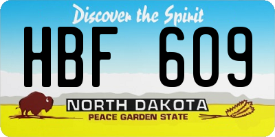 ND license plate HBF609