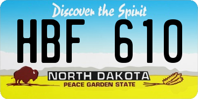 ND license plate HBF610
