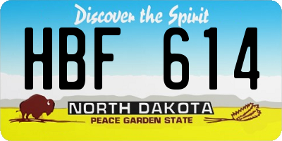 ND license plate HBF614