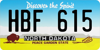 ND license plate HBF615