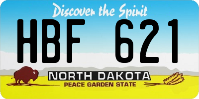 ND license plate HBF621